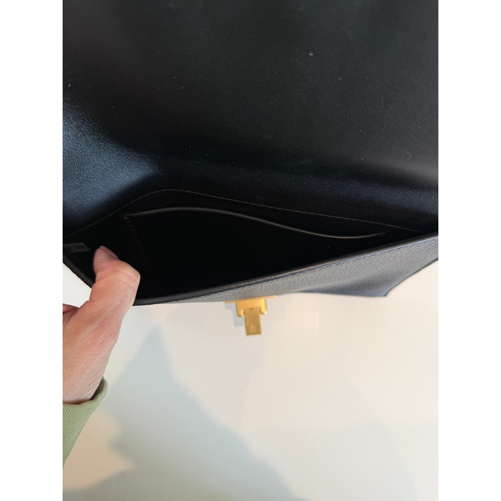Tory Burch Carmen Suede Leather Clutch In Black, Gold Hardware - Picture 7 of 7